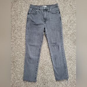 Madewell Perfect Vintage Jean in Cosner Wash: Knee-Rip Edition Black Gray Sz 27